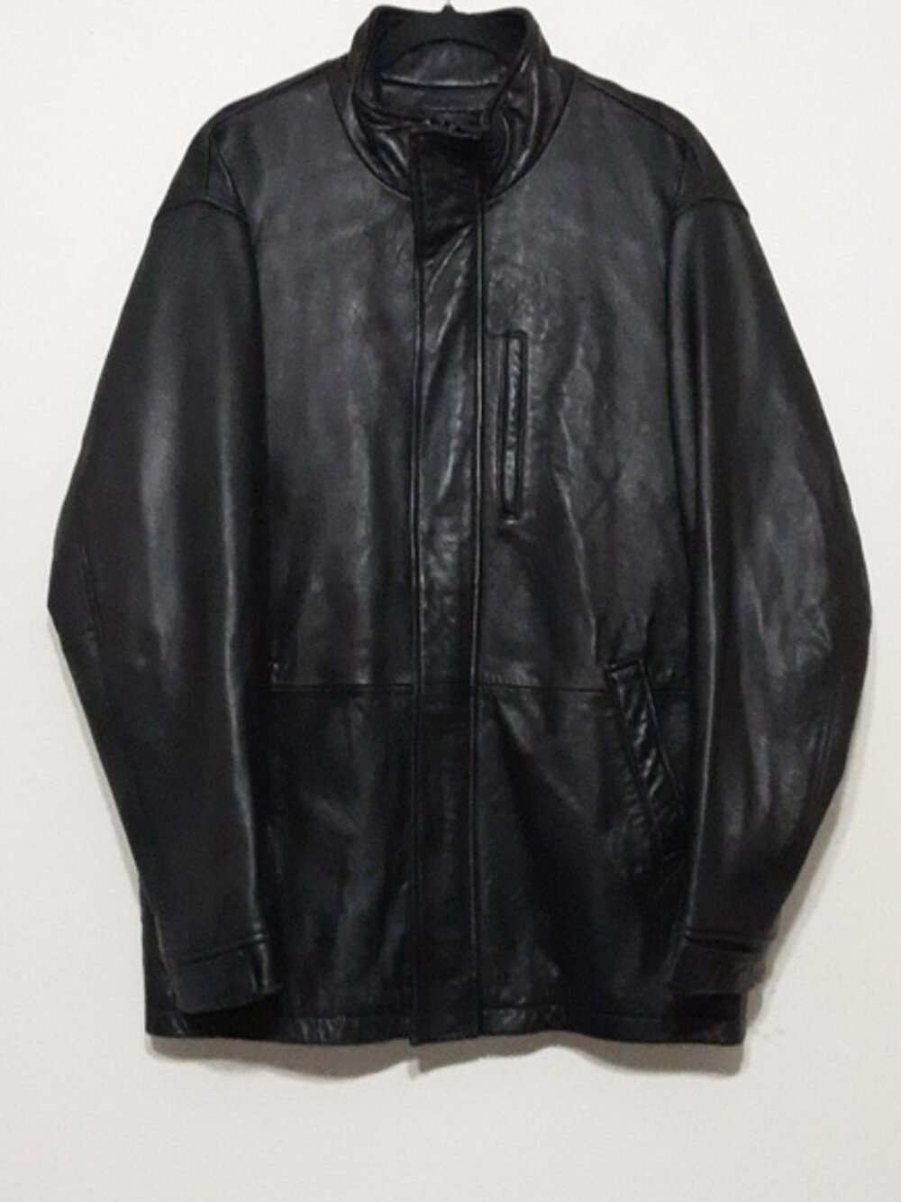 Roundtree Yorke vintage men leather barn jacket coat black L y2k event goth lux